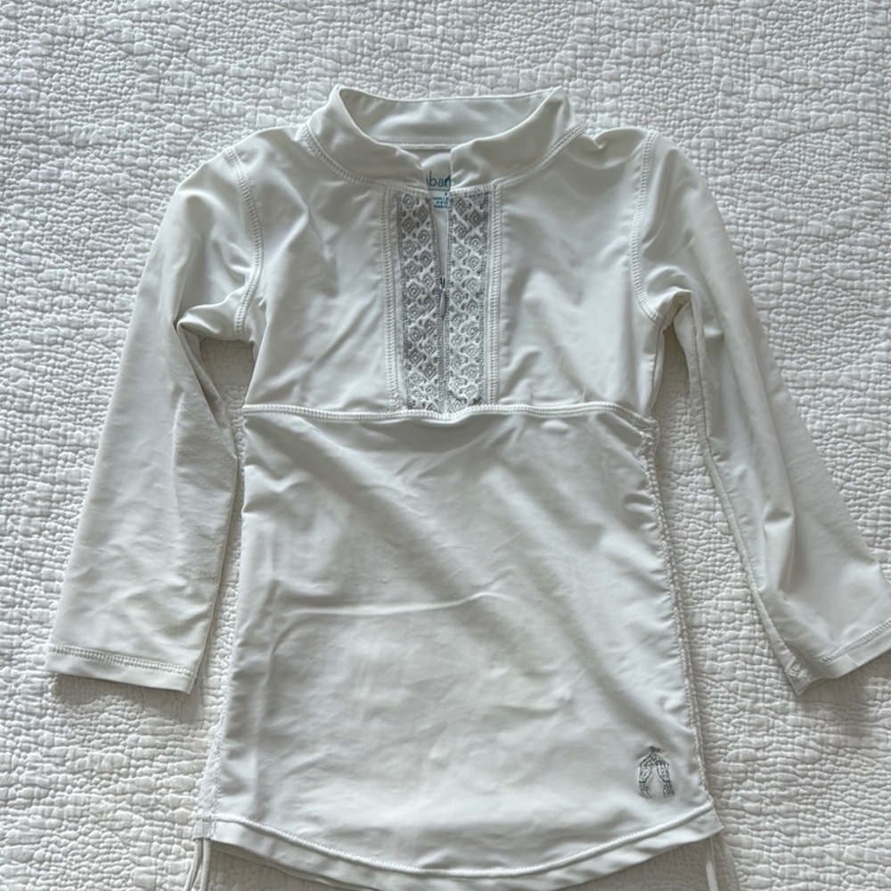 Cabana Life kids White Long Sleeve Rashguard Swim Top